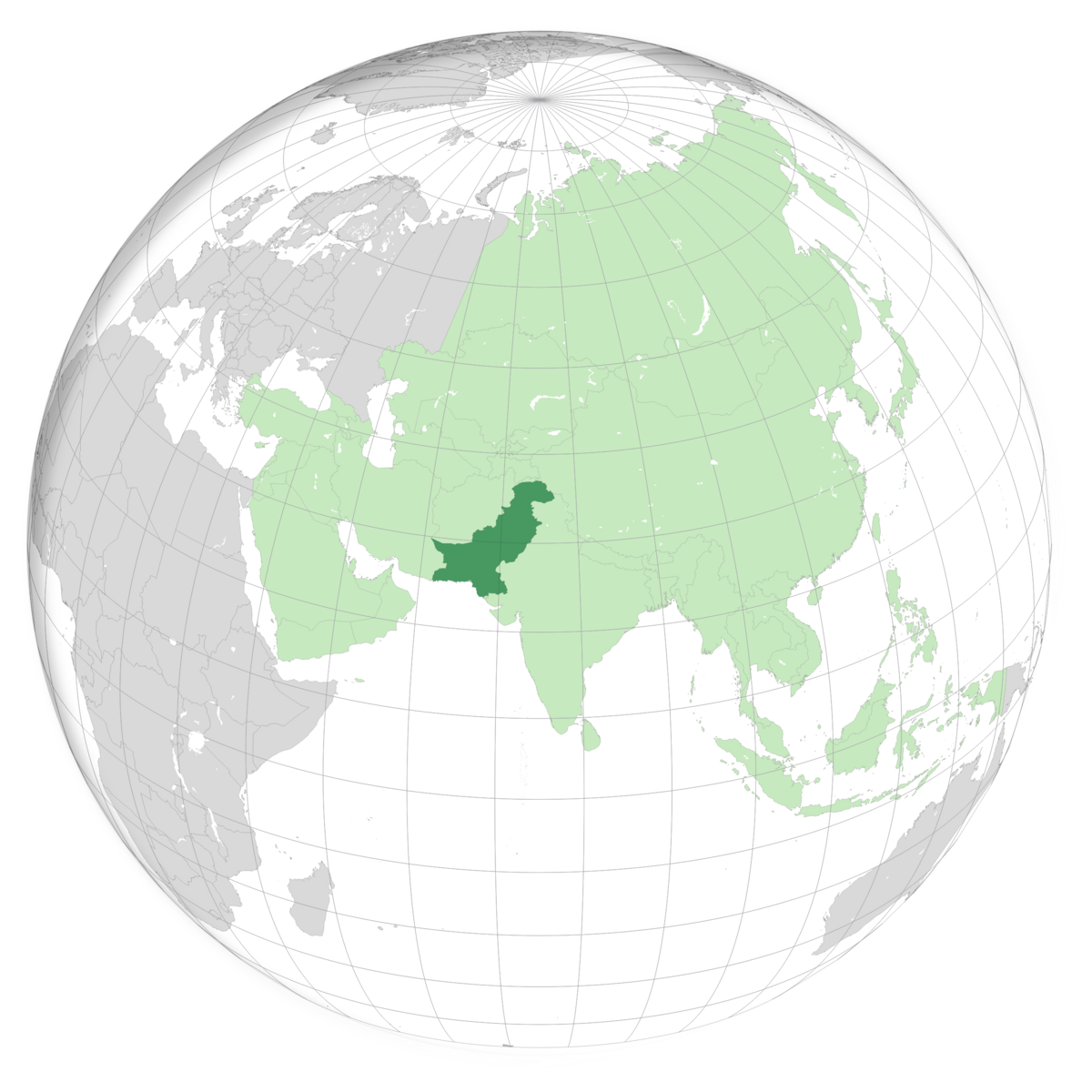 plassering av Pakistan på jordkloden. Kart