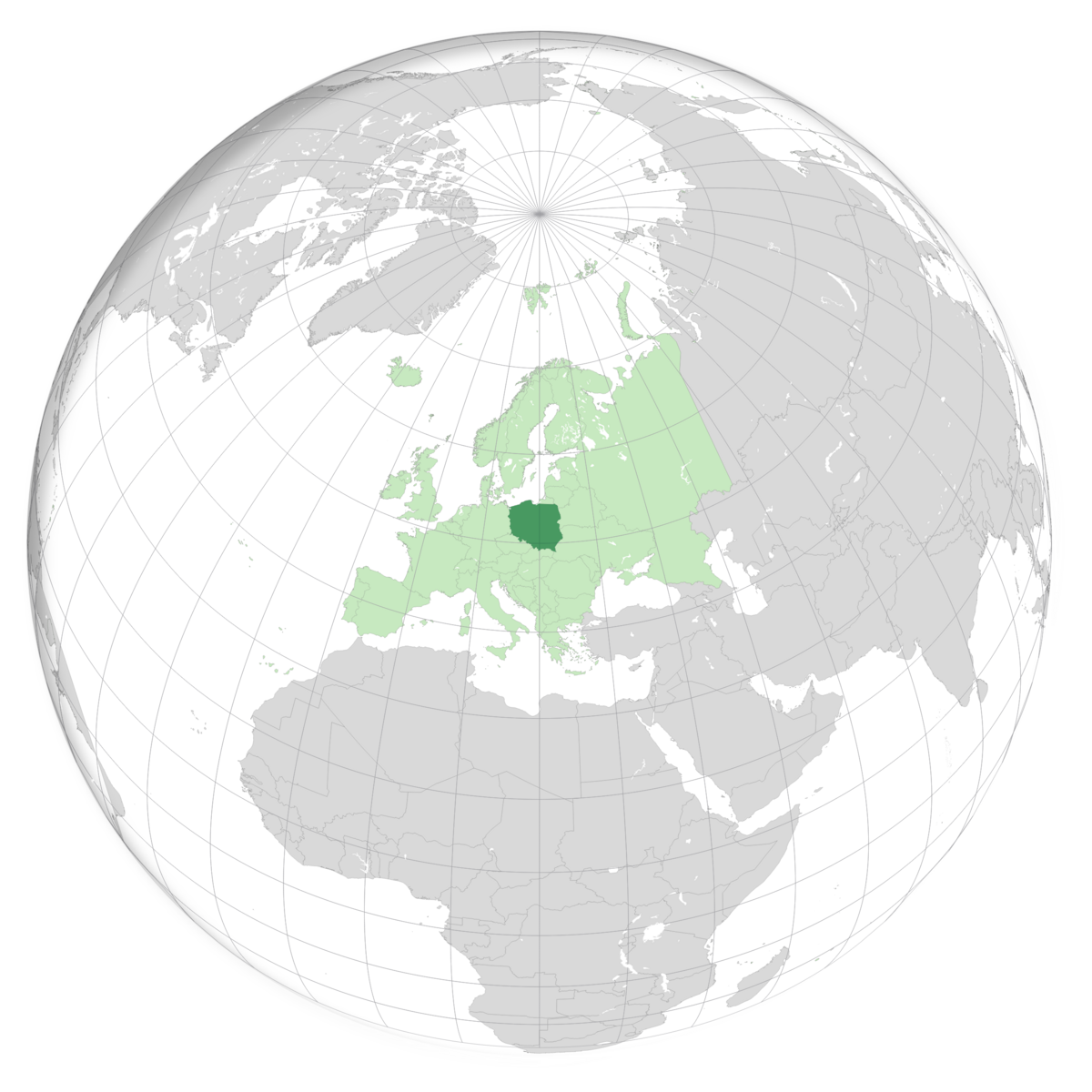 plassering av Polen på jordkloden. Kart