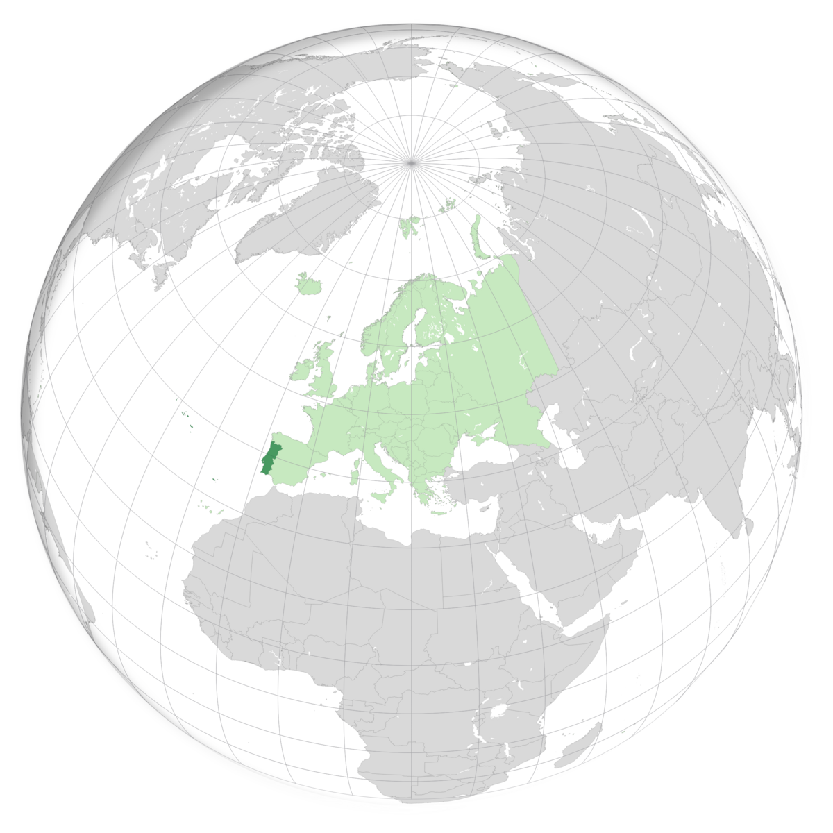 plassering av Portugal på jordkloden. Kart