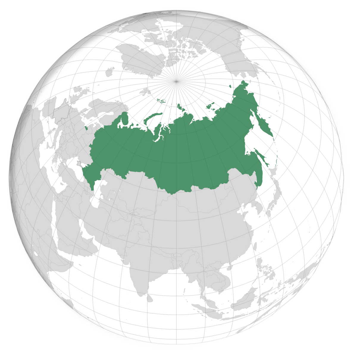 plassering av Russland på jordkloden. Kart