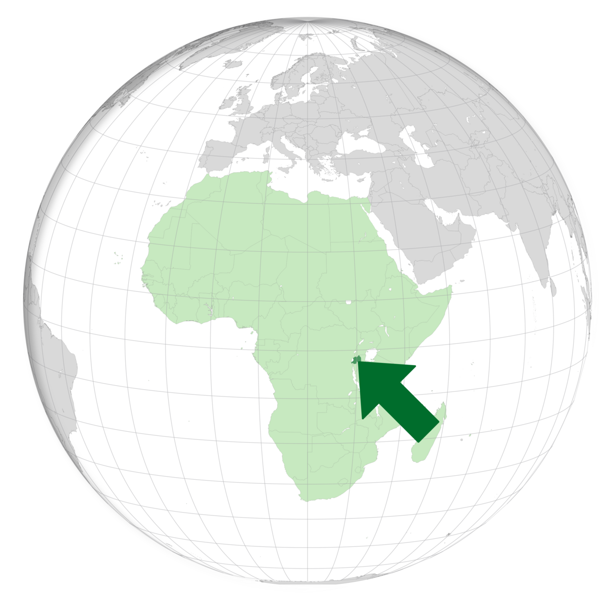 plassering av Rwanda på jordkloden. Kart