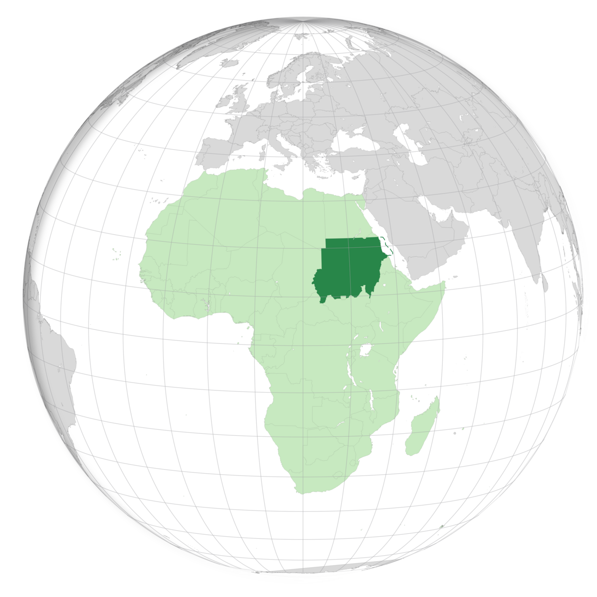 plassering av Sudan på jordkloden. Kart