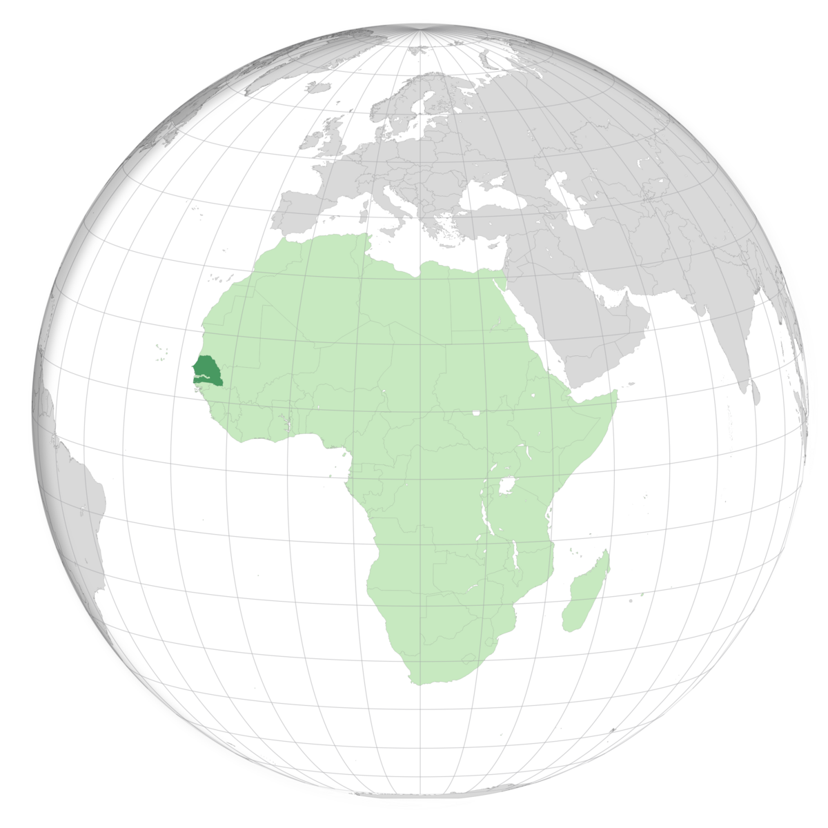plassering av Senegal på jordkloden. Kart