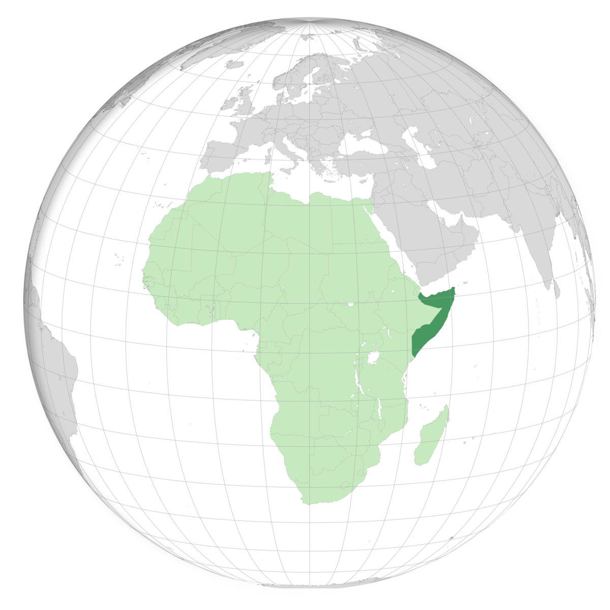 plassering av Somalia på jordkloden. Kart