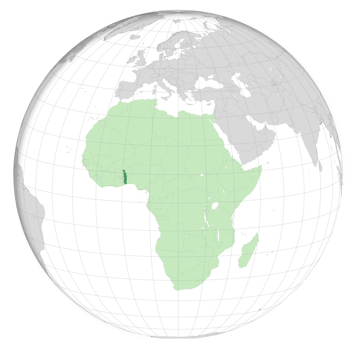 plassering av Togo på jordkloden. Kart