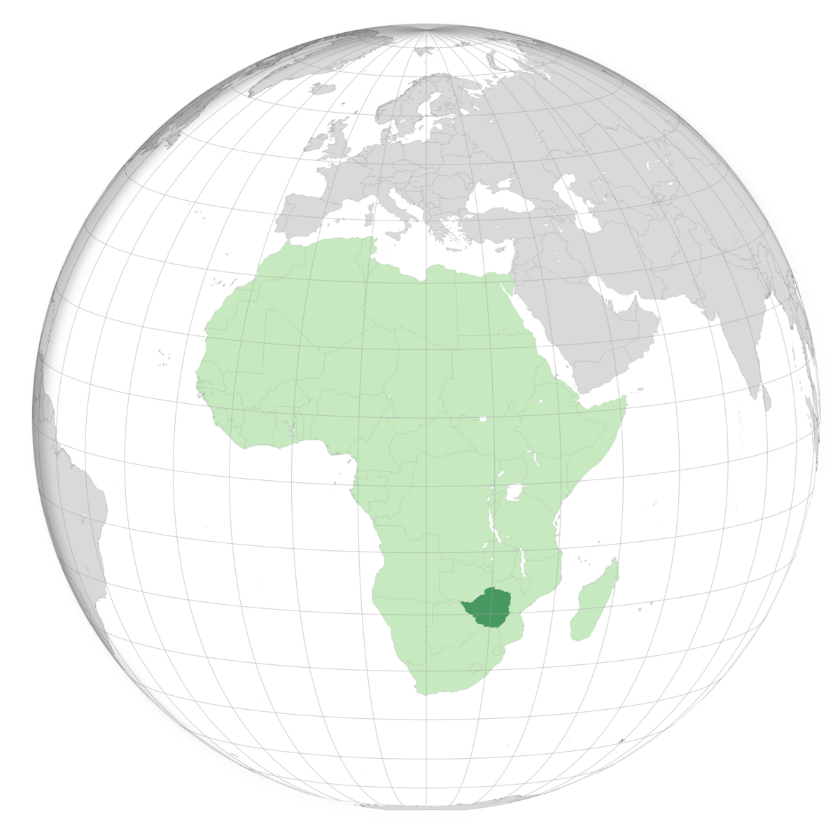 plassering av Zimbabwe på jordkloden. Kart
