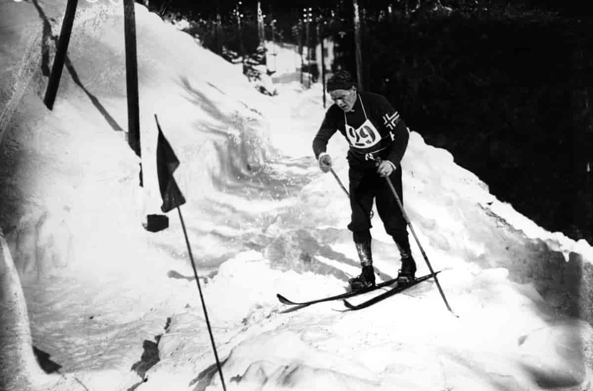 Thorleif Haug under en av langrennskonkurransene i Chamonix-OL i 1924.