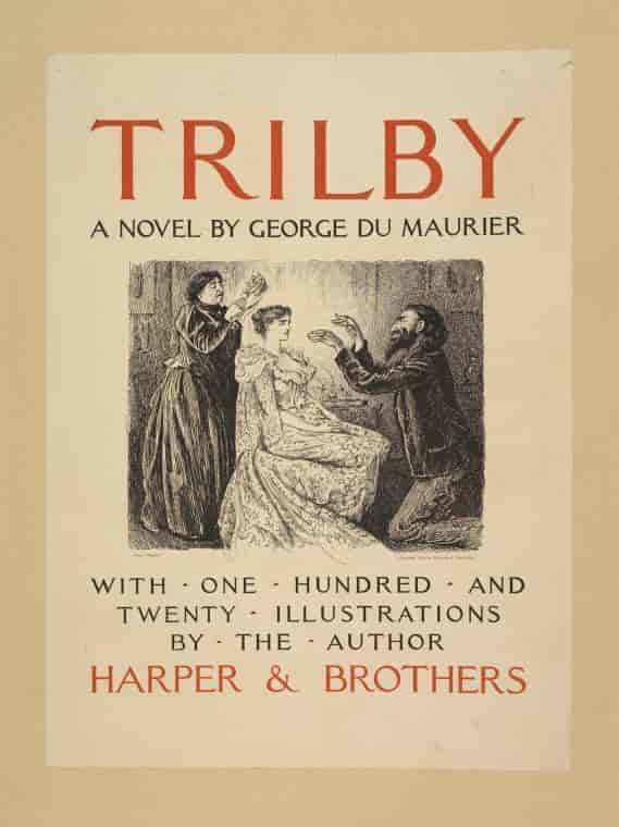 Reklameplakat for romanen Trilby 1894