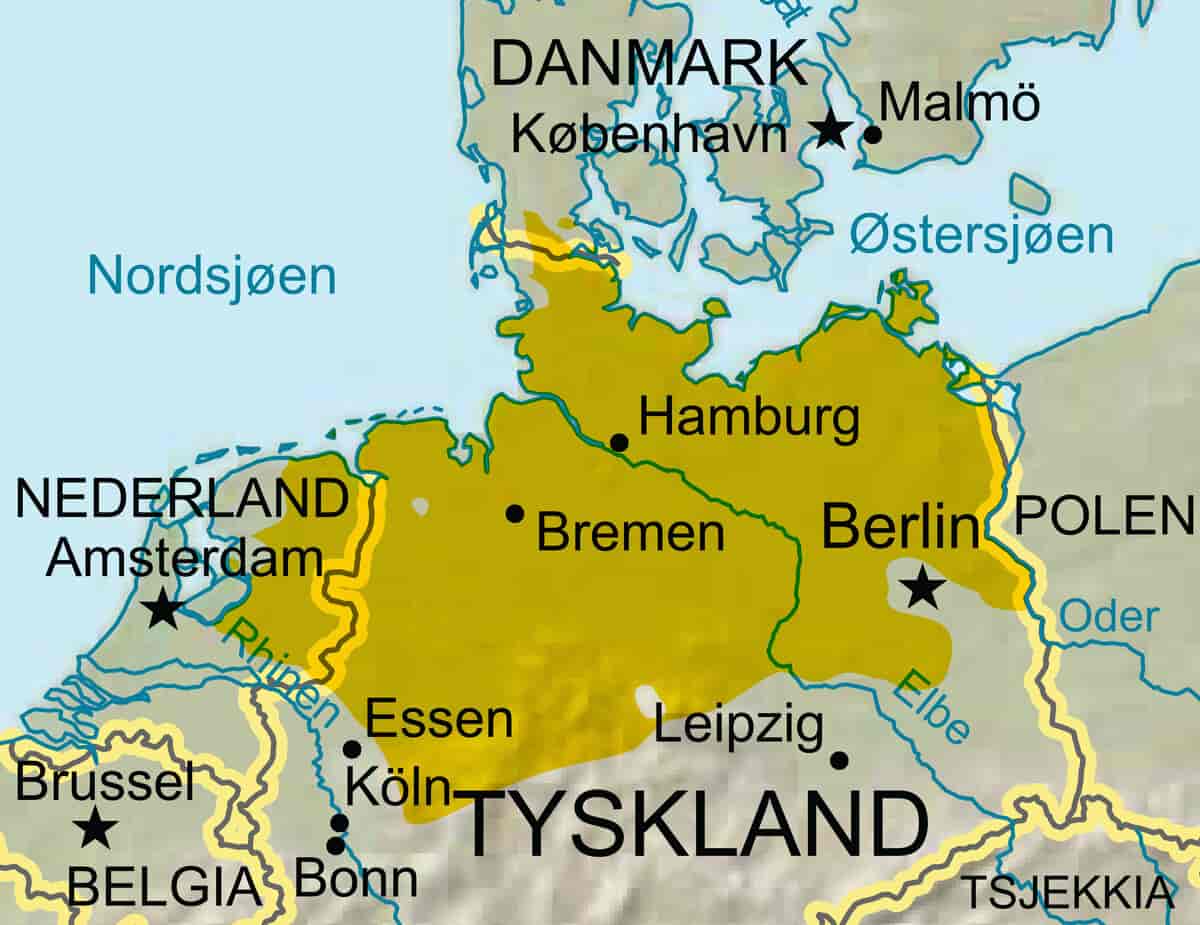 Det nedertyske språkområdet i Tyskland og Nederland (og litt i Danmark)