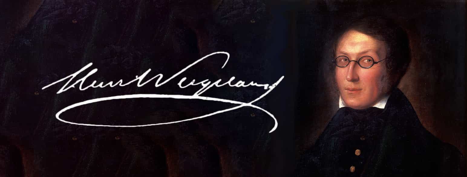 Portrett av Henrik Wergeland og hans underskrift
