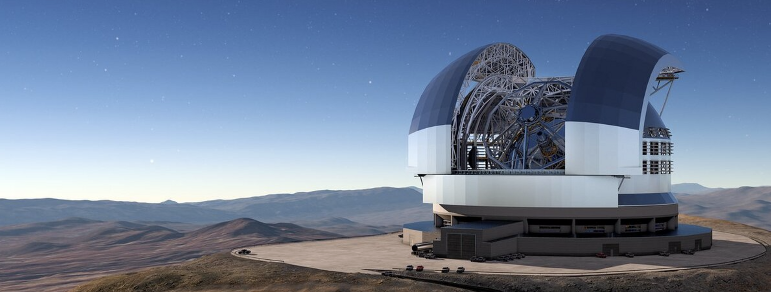 Illustrasjon av det som skal bli verdens største teleskop,  European Extremely Large Telescope (E-ELT).