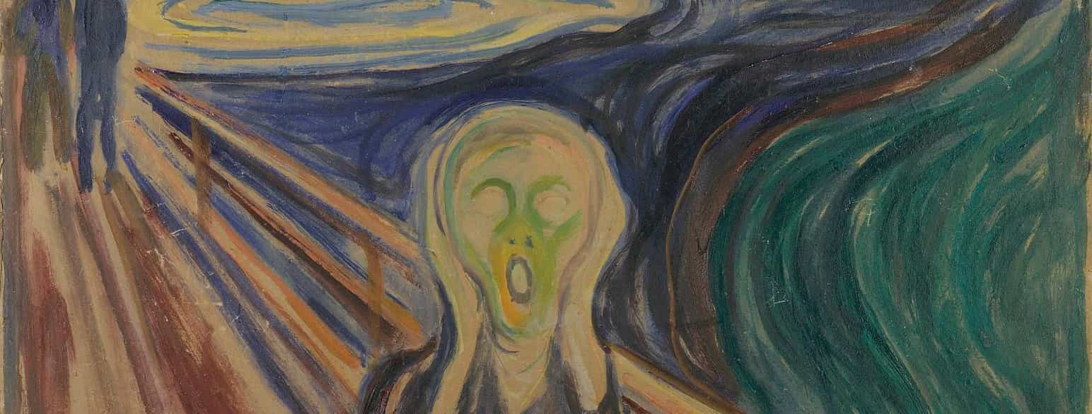 Utsnitt av måleriet «Skrik» av Edvard Munch frå omtrent 1910