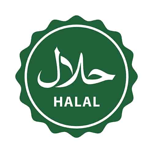 En grønn logo der det står ordet HALAL under et arabisk skrifttegn