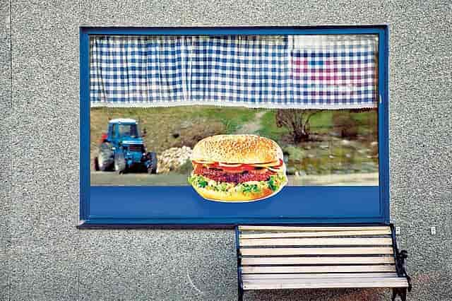 Hamburger i vindu