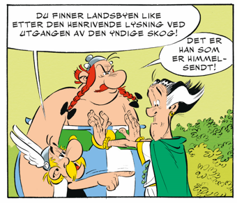 Romeren Dydolastus må bekjempes med veltalenhet i det 40. Asterix-albumet «Den hvite iris» (2023).
