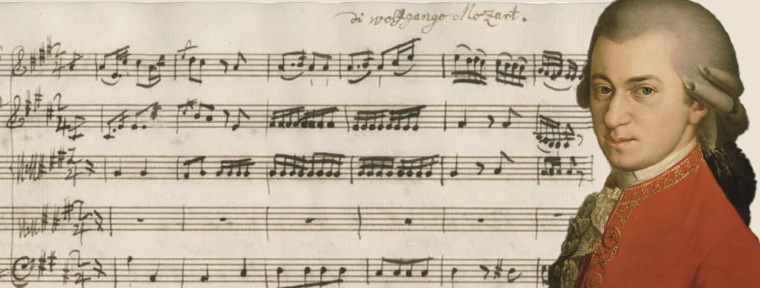 Wolfgang Amadeus Mozart og noter fra en av hans komposisjoner