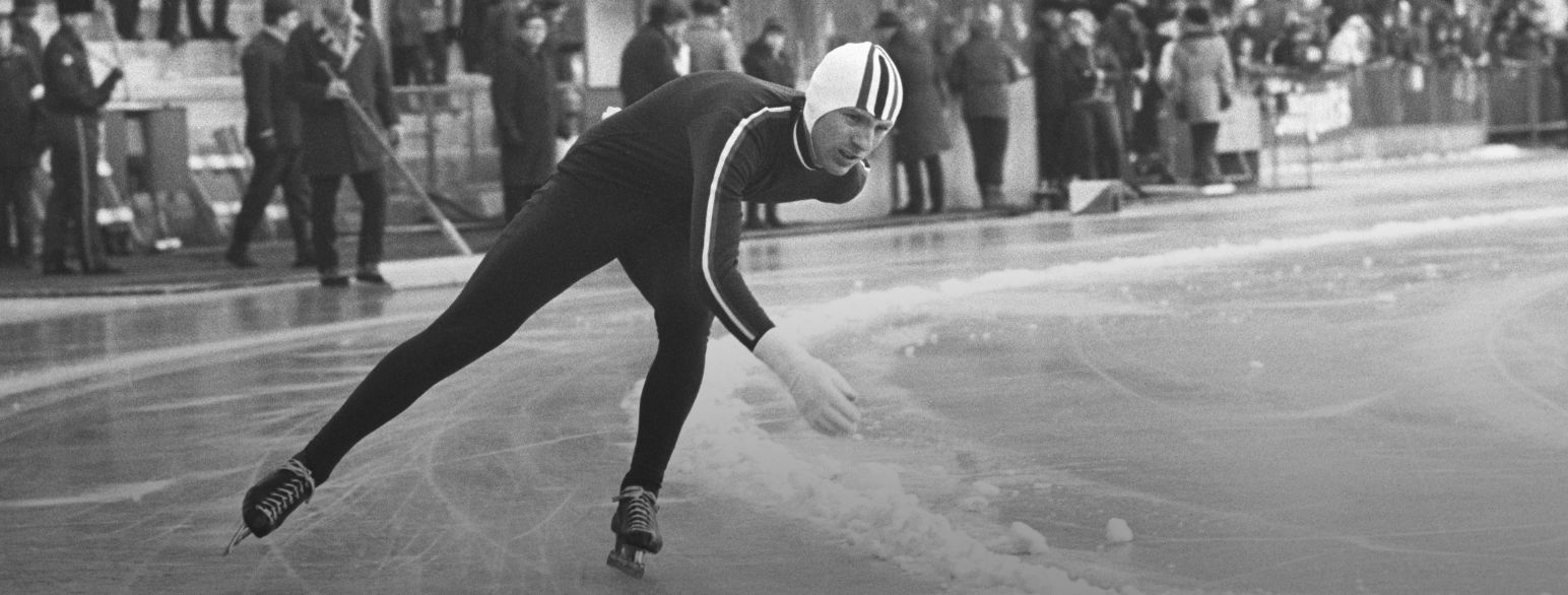 Sten Stensen i aksjon under nyttårsløpet på Bislett i 1972, der han vant begge distansene på 5000 og 10 000 meter.