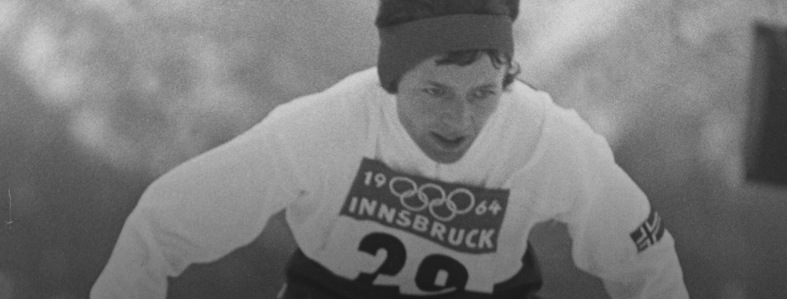 Ingrid Wigernæs i aksjon under OL i Innsbruck i Østerrike i 1964