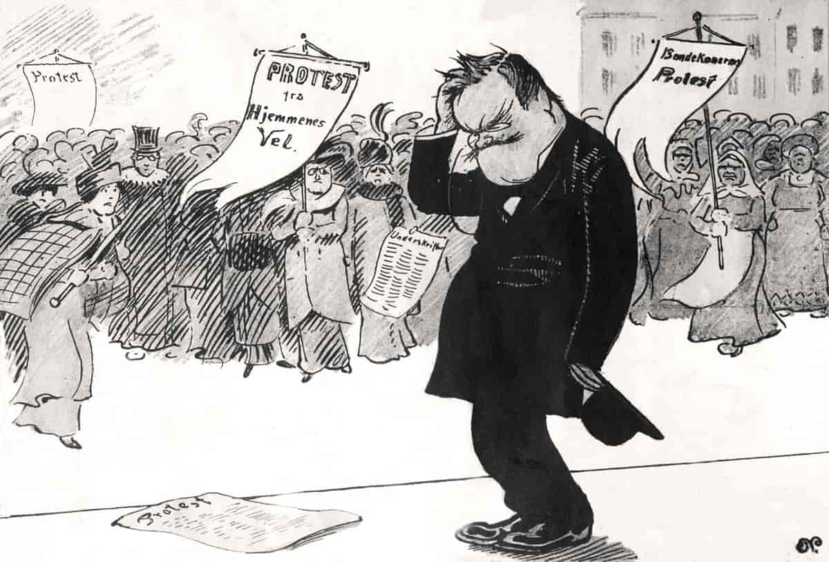 Karikatur av Johan Castberg, 1915
