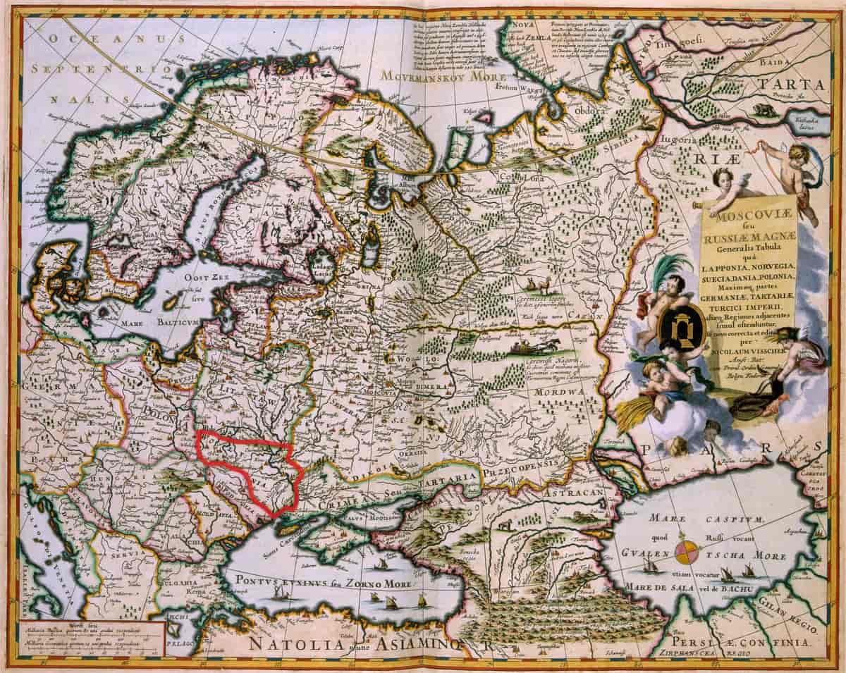 Europakart fra 1681 med Volynia markert