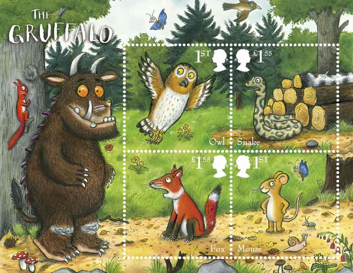 Britiske Gruffalo-frimerker fra 2019