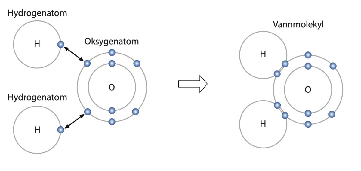 Elektronparbinding i et vannmolekyl