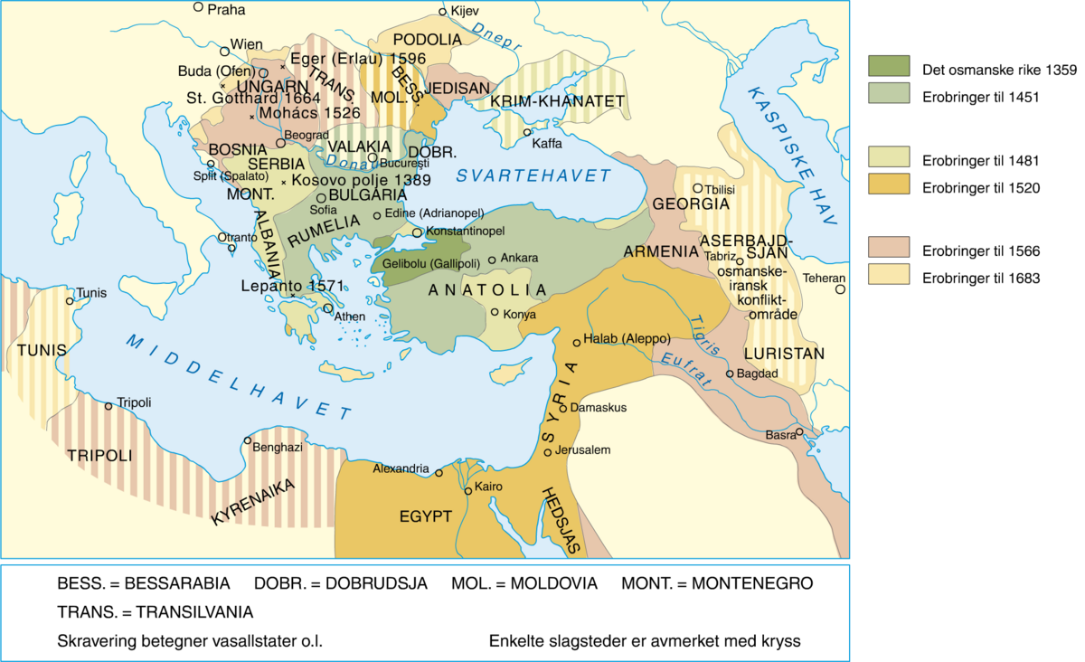 Kart over Det osmanske riket 1350-1687