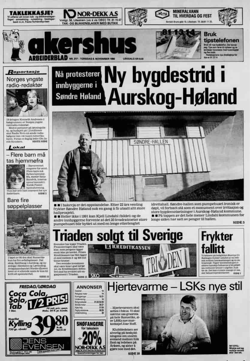 Forside av Akershus Arbeiderblad 