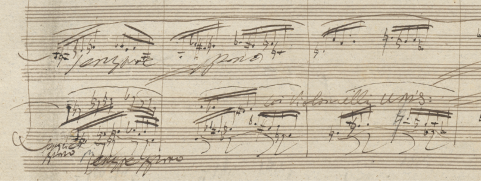 Beethovens egne, håndskrevne noter til Symfoni nr. 9