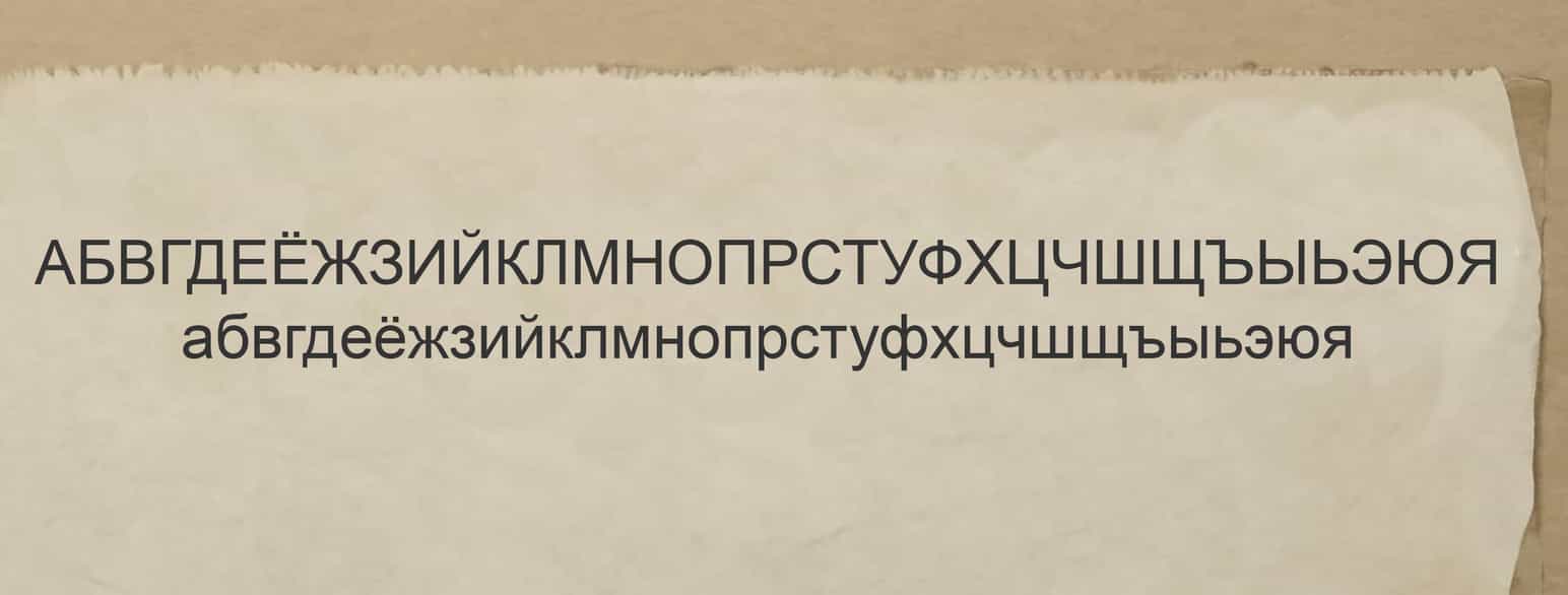 Det kyrilliske alfabetet med store og små bokstaver
