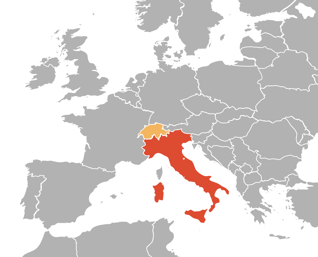 Kart over italiensk språk.