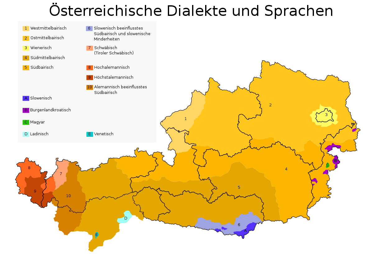 Språk/dialekter, Østerrike