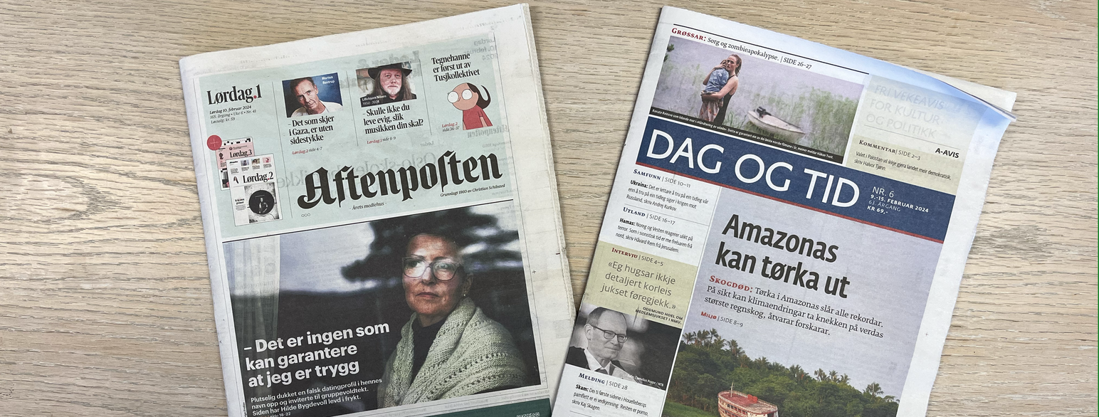 Aftenposten skriver på bokmål og DAG OG TID skriver på nynorsk