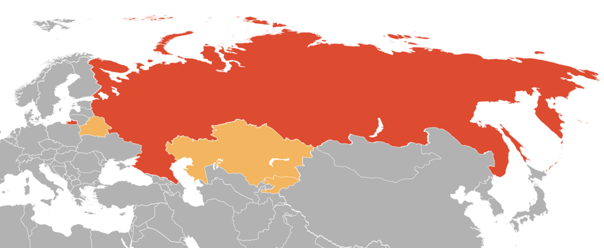 Kart over russisk språk.