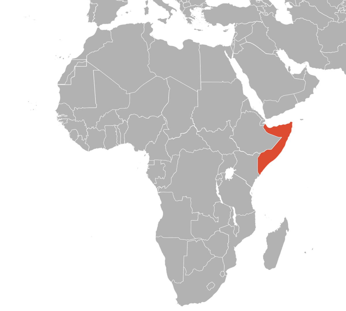 Kart over somali språk.