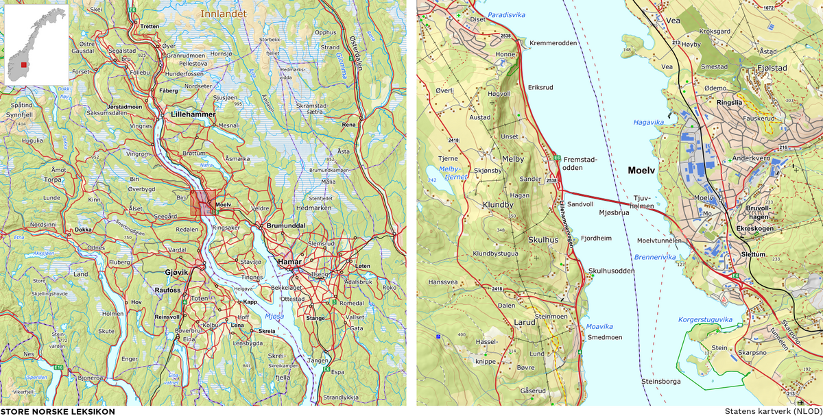 Kart over Mjøsbrua