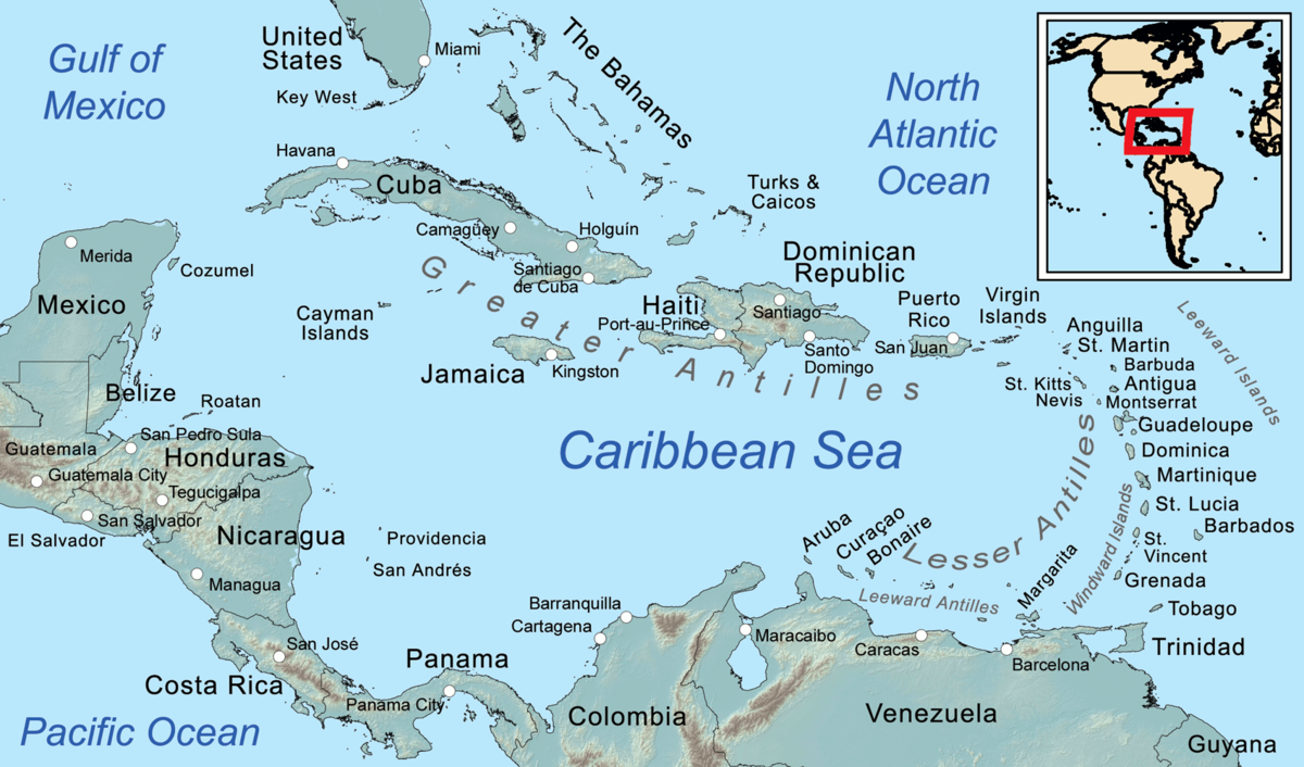 Land og øyer i og rundt Det karibiske hav