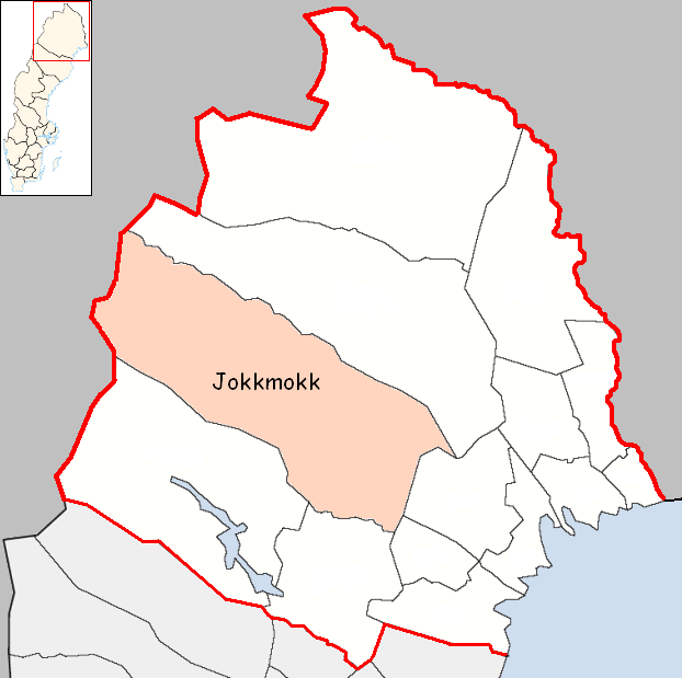 Kart over Jokkmokk kommune i Norrbotten län