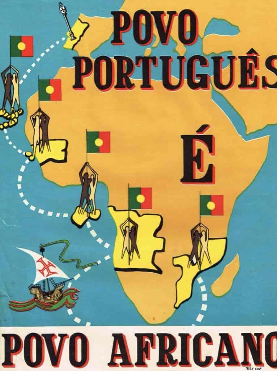 Plakat fra kolonikrigene - "Portugisiske folk er afrikanske folk"