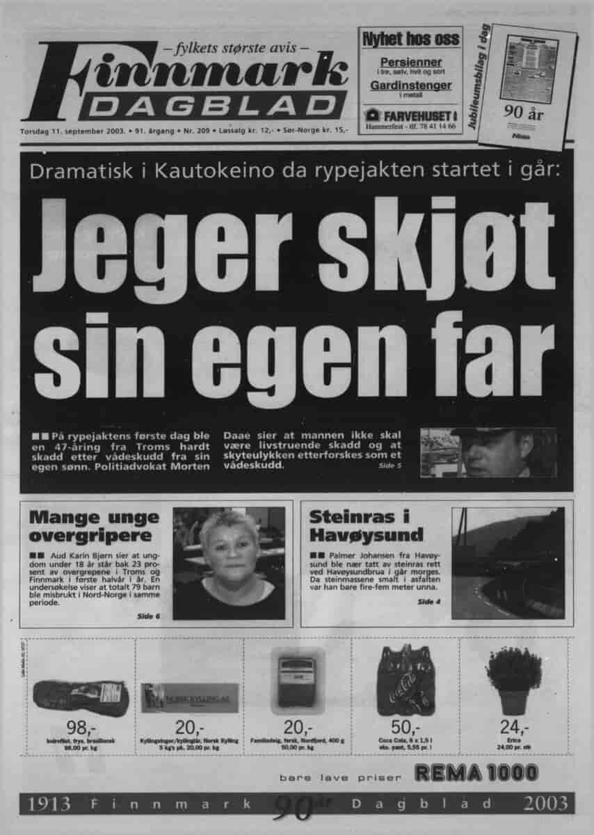 Forside av Finnmark Dagblad
