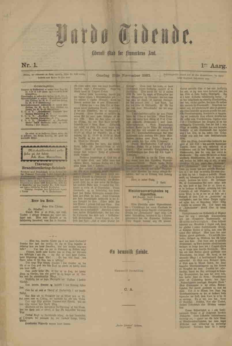 Første nummer, 21. november 1883