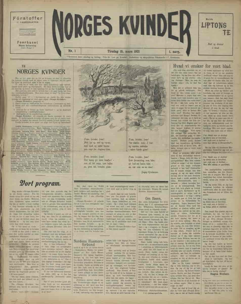 Første numer, 15. mars 1921