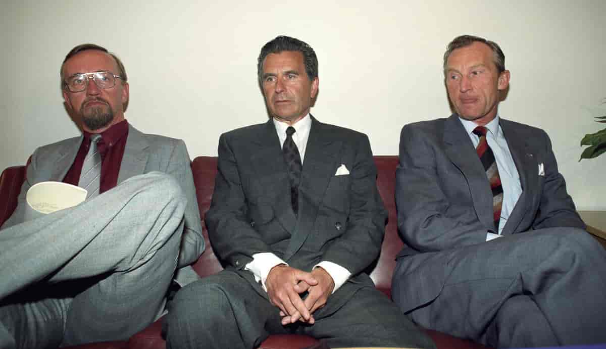 Foto av Yngve Hågensen, Reidar Webster og Karl Glad i 1991