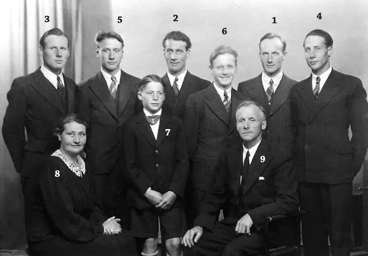 Familien Morset fotografert i 1942