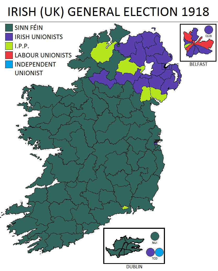 Valresultat frå Irland i parlamentsvalet til underhuset i Londo 1918