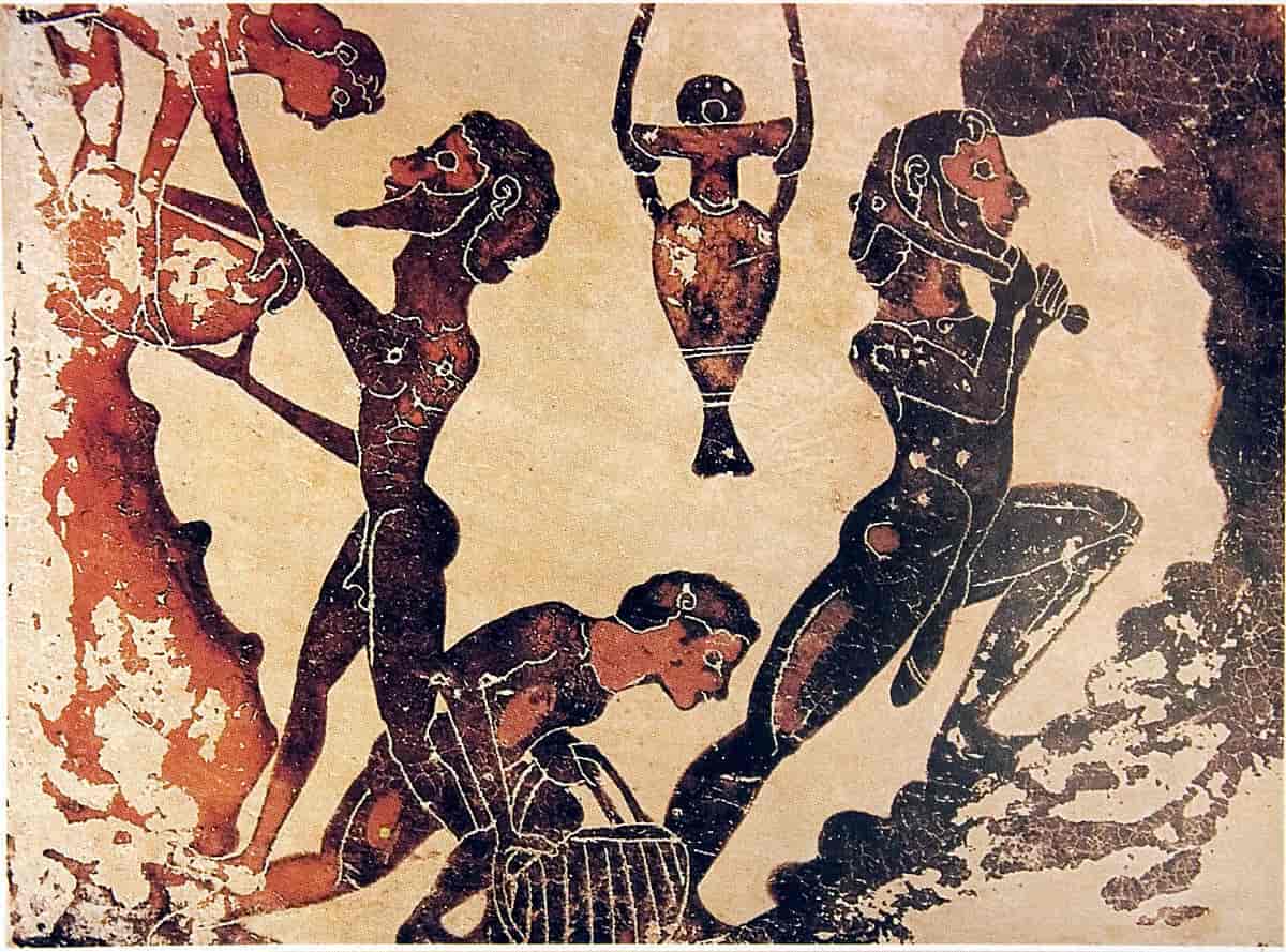 Slaver i antikkens Hellas, maleri på terrakotta 