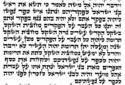 Utsnitt av håndskrevet Tora-tekst