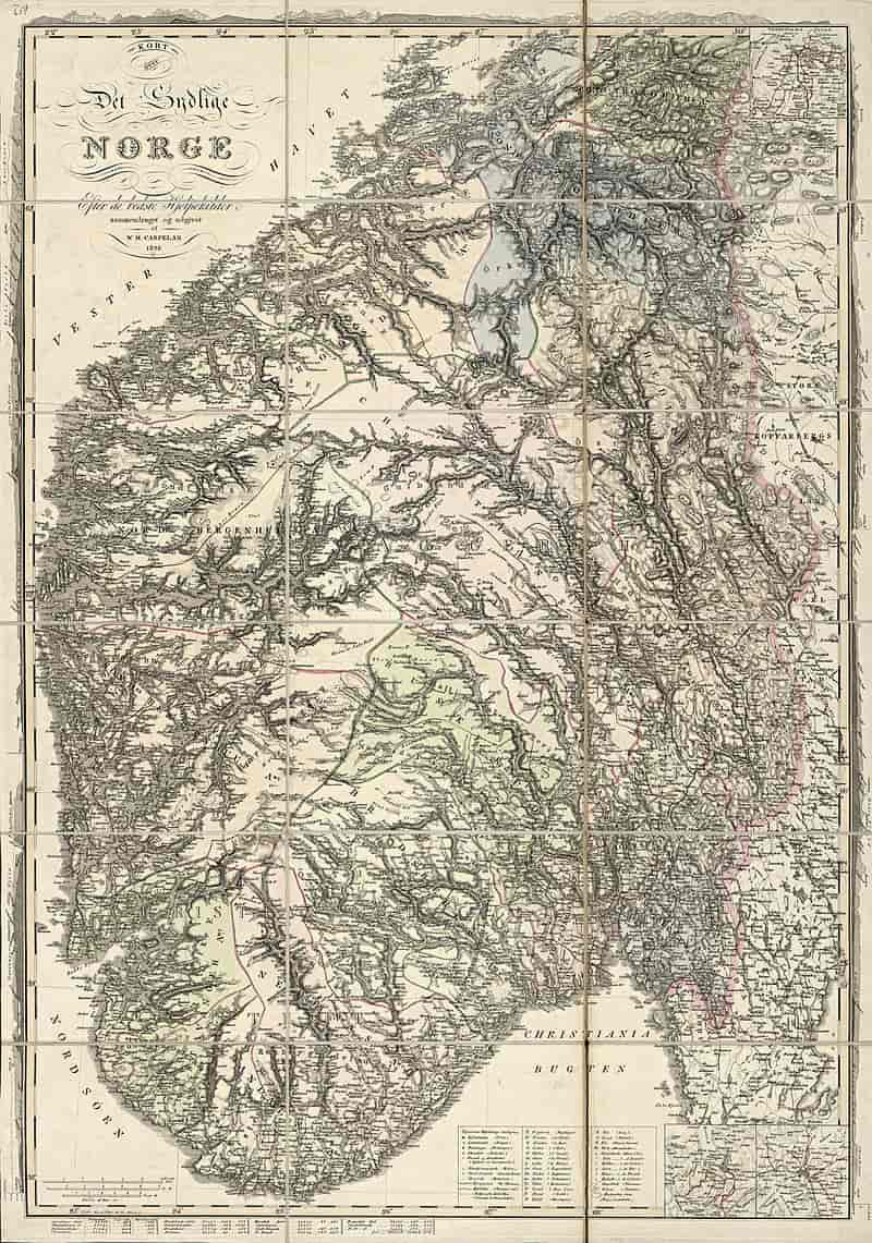 Wilhelm Maximilian Carpelans kart over Sør-Norge