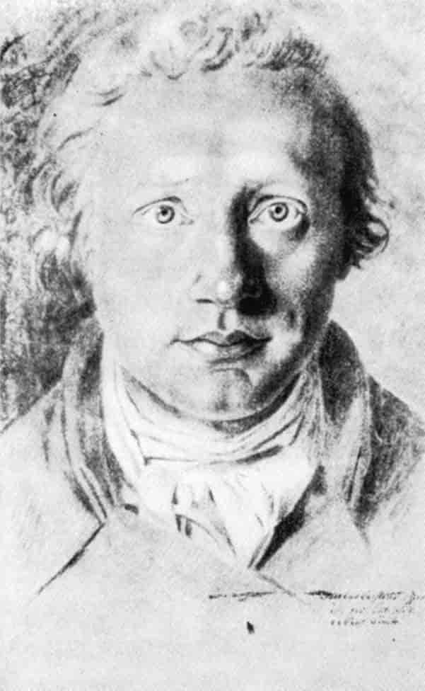 Selvportrett tegnet av Asmus Jacob Carstens 1784