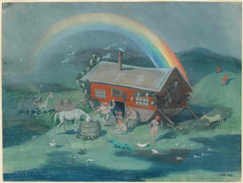 Maleri med tittel «Den första krogen» av Ivar Arosenius, 1906